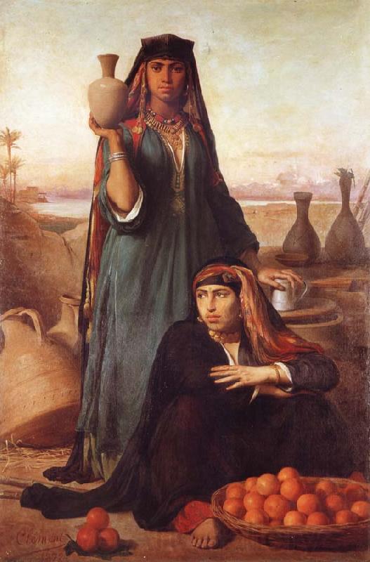 Felix-Auguste Clement Women Selling Water and Oranges on the Road to Heliopolis